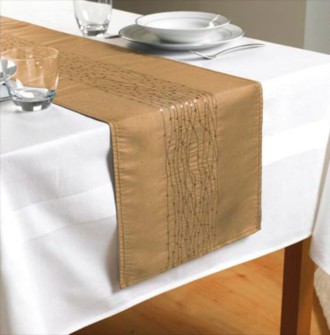 The Home Furnishings Company Gold Taffeta Sequined and  Embroidered Table Runner 230x33 cms only £6.99 LIMITED EDITION - Don't M