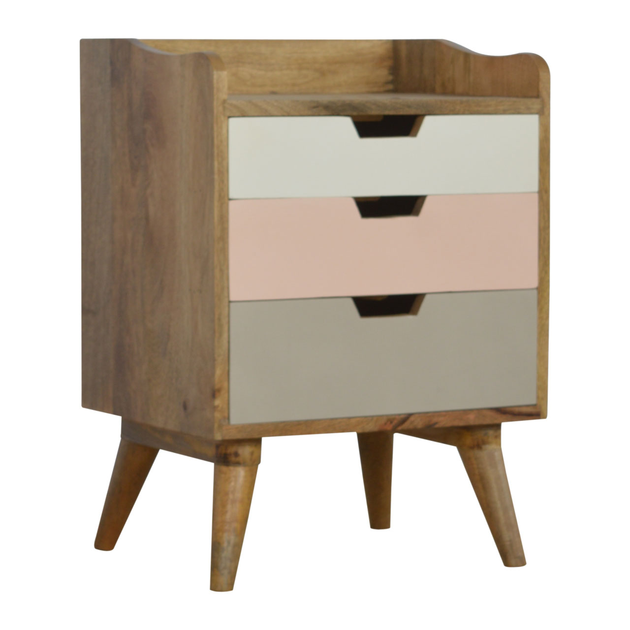 The Home Furnishings Company Nordic Style Blush Pink and White 3 Drawer Bedside Table 