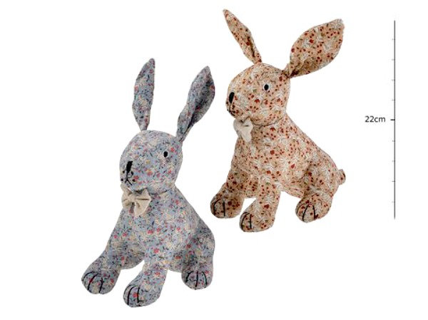 The Home Furnishings Company Blue and Brown Floral  Bunny Paperweights - set of 2 only 37.99