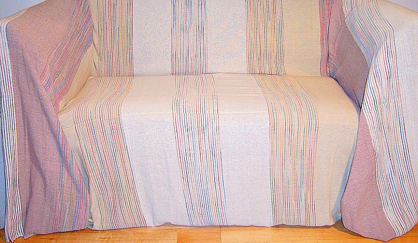 The Home Furnishings Company 100% Cotton Natural Pastel StripeThrow for Sofas, Beds or Wall Hanging. Size 210x255 cms