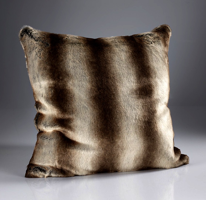 The Home Furnishings Company Alaska Rabbit Large Luxury  Faux Fur Cushion 45x45 cms with Feather Pad