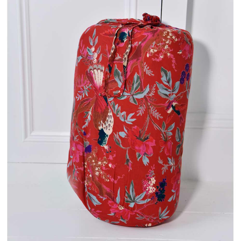 The Home Furnishings Company 100% Cotton Red Bird Exotic Flower Quilt/Bedspread/Throw 220x265cms